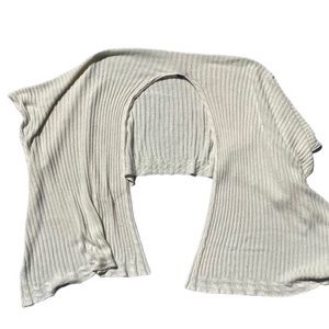 one size fits all white knitted open front wrap shrug cape